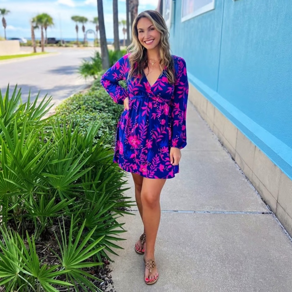NWT Lilly Pulitzer Vibrant Blue and Pink Floral Mini Dress